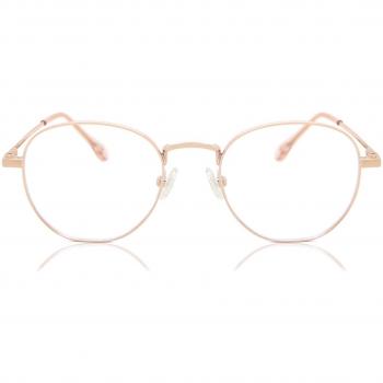 Montura Ovalada Completa Metálica Rose-Dorados con Lentes Recetadas Anti-Azules para Hombre - SmartBuy Collection
