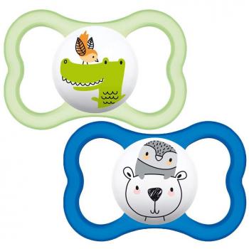 MAM - Conjunto de 2 chupetes con esterilizable estuche de viaje, azul