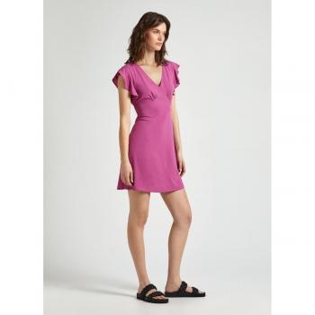 Pepe Jeans Women's Camila Short Dress with Flutter Sleeves in English Rose Pink