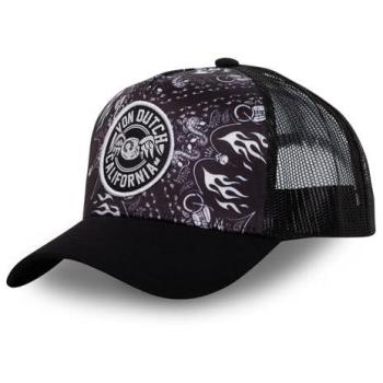 Gorra Trucker Ajustable Von Dutch Negra con Parche y Diseño de Bandana, Talla Única