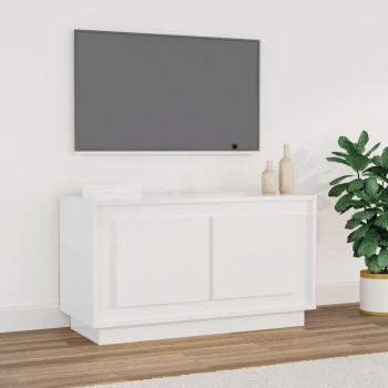 Mueble de TV blanco pulido 80x35x45 cm madera multicapa contrachapada brillo