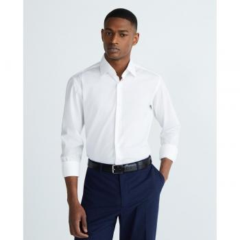 BOSS Regular Fit Stretch Poplin Dress Shirt for Men - White - Size 40