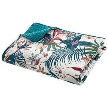 Colcha estampada Jungle 240 x 220 cm - Azul pato - Atmosphera