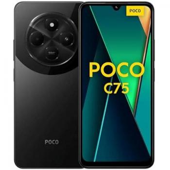 Smartphone POCO C75 Negro 6 GB RAM + 128 GB Almacenamiento, Pantalla 6.88, Cámara Principal de 50 MP, Dual SIM, Helio G81, Batería de 5160 mAh
