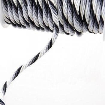 Cordel – Multicolor, Color Blanco de Crema de Gris Claro de Color Gris de Grafito de Negro – 6 mm 15