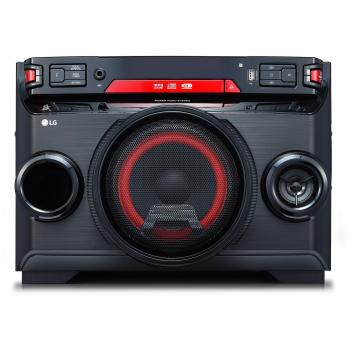 LG OK45 XBOOM, Sistema de Audio Doméstico con Bluetooth 4.0, Iluminación LED, Reproductor MP3/WMA, Entrada para Micrófono y Funciones DJ/Karaoke, 220W - Negro/Rojo