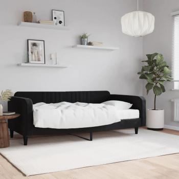 Sofá cama terciopelo negro 100x200 cm con colchón