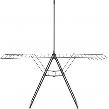 Brabantia Tendedero con Alas y Barra para Perchas HangOn, 25 Metros de Longitud de Secado, Color Negro Mate