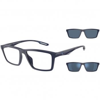 Emporio Armani EA4189U Col. 57591W Men's Square Sunglasses Blue with Clip-On, Size 55, Blue Light Blocking Available