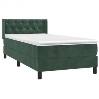 Cama box spring con colchón terciopelo verde oscuro 80x200 cm