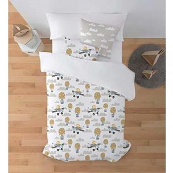 DECOLORES - Funda nórdica de algodón percal de 175 Hilos - Cama de 105 x 190/200 cm | Adriana - Leones