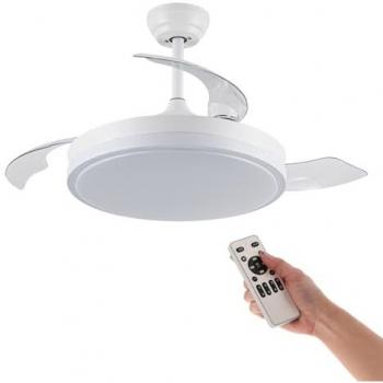 Ventilador de Techo Led Herben 68W, Mando a Distancia, Bajo consumo, Motor DC, 6 velocidades, Silencioso, 3 Aspas retráctiles, Función verano-invierno, Temporizador