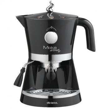 Máquina de Café Espresso Ariete Moka Aroma 1337 - 15 bar, Buse Vapor para Cappuccino, Compatible con Café Molido y Dosetas ESE, 850 W, Negro