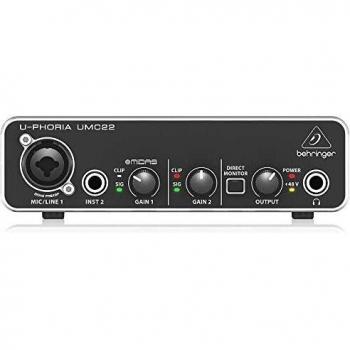 Behringer UMC22 Interfaz de audio USB Audiophile 2x2 con preamplificador de micrófono Midas