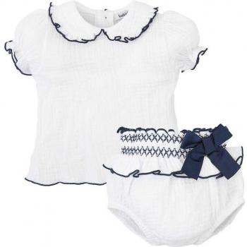 Conjunto de bebé niña en color marino confeccionado en algodón liso
