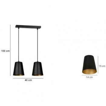Lámpara de Suspensión Milargo EPIKASA, Acero con recubrimiento de polvo, Negro y Blanco, 40x100x14 cm