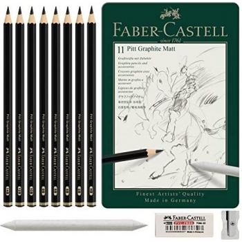 Faber-Castell Juego de lápices de grafito Pitt Grafito Matt Tin de 11 unidades