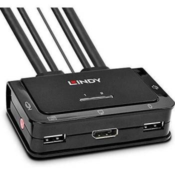 Lindy 42344 Switch KVM de Montaje en Rack, Color Negro