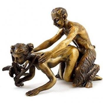 2 piezas de Viena Bronce - Faun verführt vírgenes - minero de sello