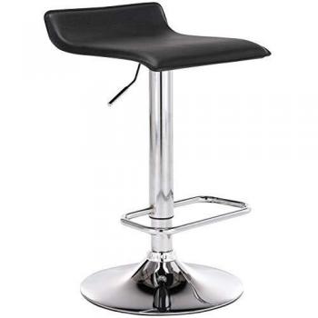 Taburete de Bar Dyn Negro con Asiento de Similcuero, Altura Ajustable y Reposapiés