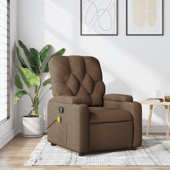 Sillón reclinable con masaje de tela marrón vidaXL
