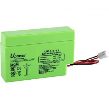 Batería de Plomo AGM 12V 0.8Ah UP0.8-12 para Sistemas de Seguridad, Juguetes y Emergencias