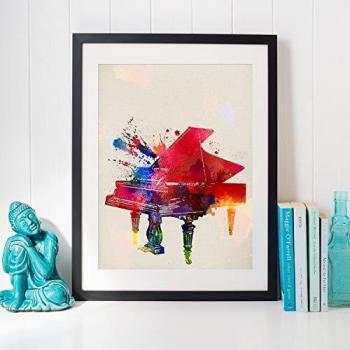 Póster de Piano Acuarela - Mix de Láminas Decorativas Estilo Acuarela A4
