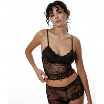 Black Limba - Sujetador bralette crop top de encaje