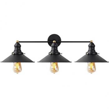 Aplique de pared WELLHOME, Estructura de metal negro, dimensiones 75x27x20 cm, casquillo 3 x E27 Max 40 W