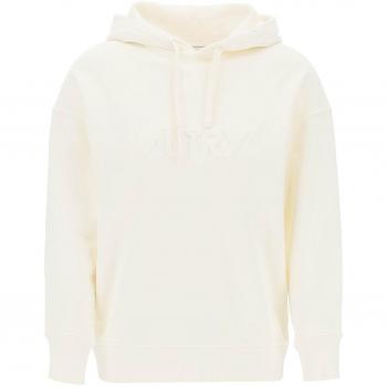 Autry Ecru Oversize Hoodie with Shaded Logo - S White Female