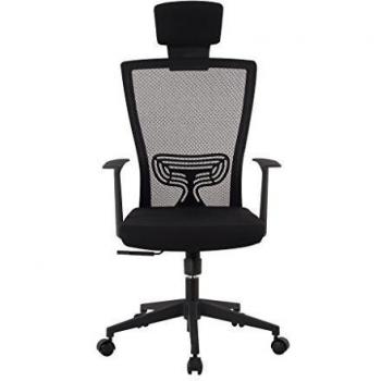 LANGRIA Silla de Ordenador, Diseño Ergonómico, Respaldo en Malla Transpirable, Reposacabezas Acolchado, 3 Posiciones de Inclinación, Giratoria 360 Grados, Capacidad Máxima 120kg