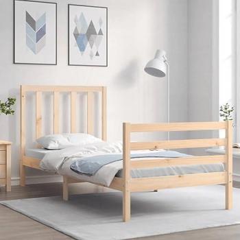 Estructura de cama con cabecero de madera maciza 100x200 cm