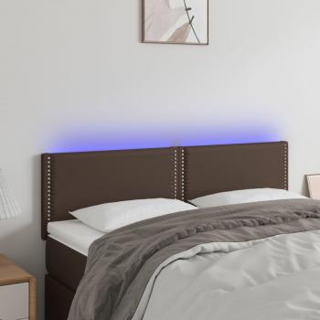 Cabecero LED marrón 144x5x78/88 cm en cuero sintético con iluminación integrada