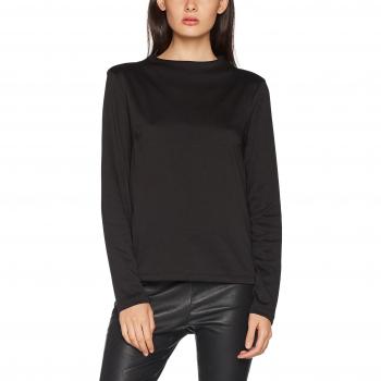 VILA CLOTHES Vifaunas L/s High Neck Top-Noos, Camisa Manga Larga para Mujer, Negro