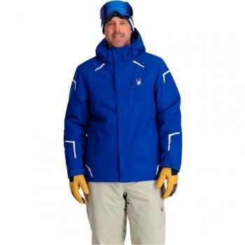 Chaqueta de esquí para hombre Spyder Copper con capucha, PrimaLoft Black Eco, color azul eléctrico, talla XL