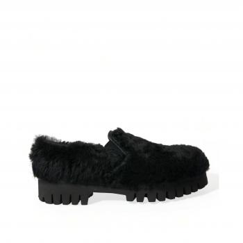Dolce & Gabbana Black Leather Fur Slippers - EU43.5/US10.5 & Pink Patent Mary Jane Shoes - EU39/US8