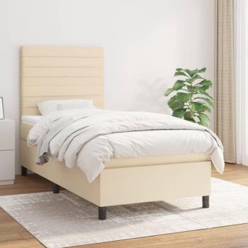 Cama box spring suave con colchón de tela color crema 100x200 cm
