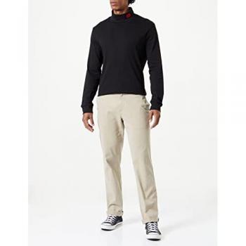 Camisa de manga larga para hombre HUGO Derollo224 con cuello alto, algodón elástico, color negro, talla L