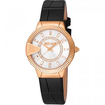 Just Cavalli Glam Chic Women's Black Strap Silver Gray Dial Analog Watch - JC1L256L0035