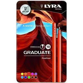 LYRA Pack de 10 rotuladores de Punta sintética, Multicolor, 19.1 x 1.4 x 11.8 cm