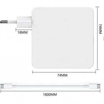 Cargador USB C, 61W USB C Adaptador para Mac Book Pro, Cargador Tipo C de 61W Reemplazo para 30W, 29W Incluye Cable USB C Compatible con Mac Book Air/Pro/Retina, iPad Pro, iPhone, Samsung, Huawei
