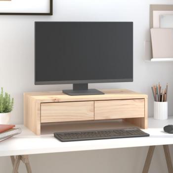 Soporte para monitor de madera maciza de pino 50x27x15 cm en color blanco, marrón miel y natural