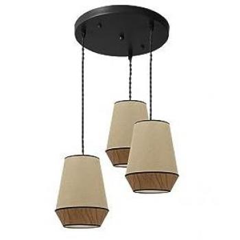 Plafón Campana 3 Luces E27 Saco Marrón Regulable 36x36 cm