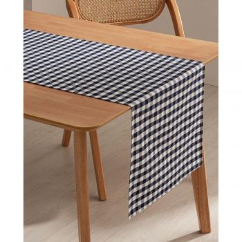Camino de mesa Vichy azul 45x170 cm con tratamiento antimanchas y acabado impermeable