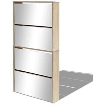vidaXL Mueble zapatero 4 cajones con espejo roble 63x17x134 cm