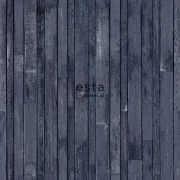 Papel Pintado Madera de Desecho Azul Oscuro - 0,53 x 10,05 m