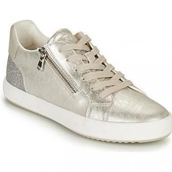 Geox Women's Silver Low Sneakers with Side Zipper