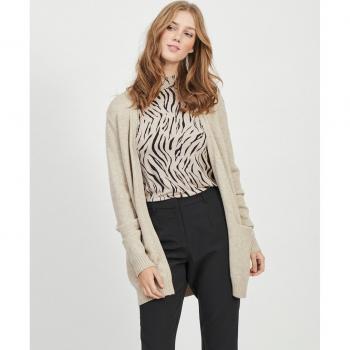 VILA VIRIL Women's Long Sleeve Cardigan in Beige, Size S
