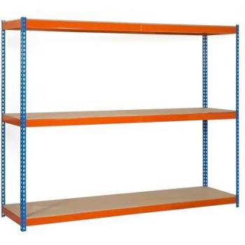 Estantería Metálica para Taller Ecoforte 1207-3, Chipboard 1500 mm, Azul/Naranja/Madera, 3 Estantes, Capacidad de Carga 400 kg, Dimensiones 1500x