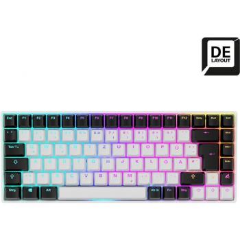 Teclado para gaming Sharkoon SKILLER SGK50 S3 blanco, retroiluminación RGB, teclas mecánicas, diseño ergonómico, anti-ghosting, reposamuñecas incluido